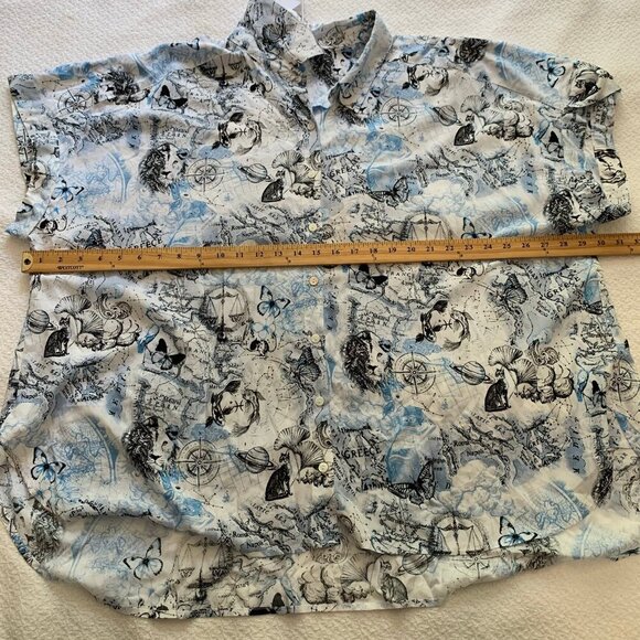 NEW Jane & Delancey lightweight short sleeve flowy novelty vacation button up - Picture 8 of 9